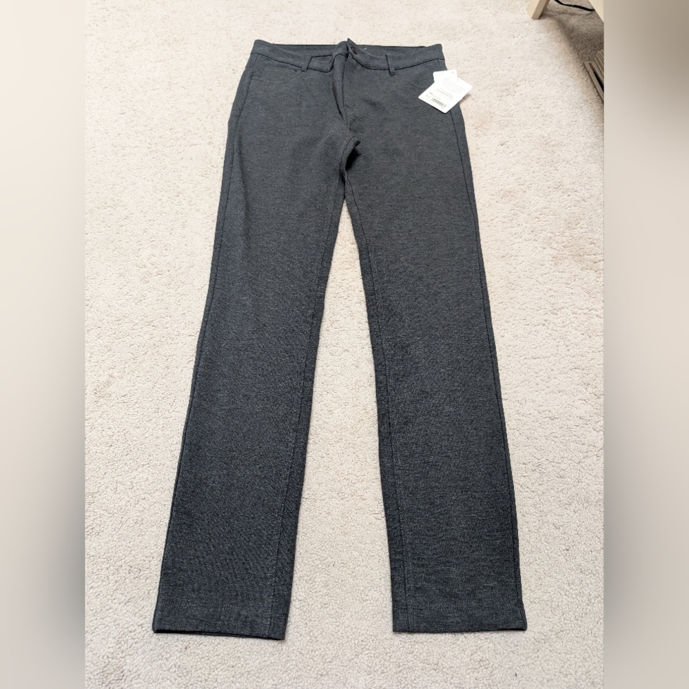 NWT Athleta Slim Trek Pant 10 Ankle Zippers Grey Stretch Ponte Knit